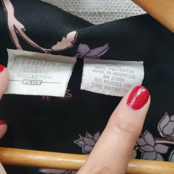 Studio C Classic Collection Button Up Top Womens 26/28 Floral Short Sleeve Flowy - Picture 4 of 9